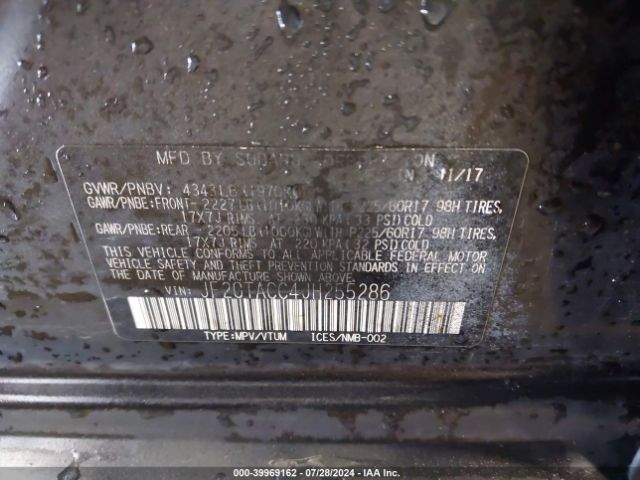 JF2GTACC4JH255286 Subaru Crosstrek 2.0i Premium