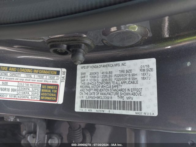 5J6RM3H98GL005918 Honda Cr-v Touring
