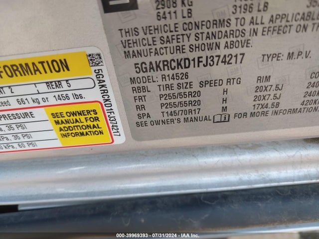5GAKRCKD1FJ374217 Buick Enclave Premium