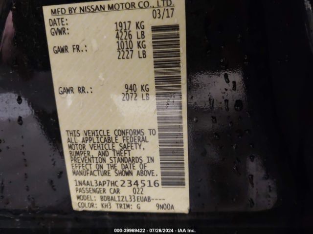 1N4AL3AP7HC234516 Nissan Altima 2.5 Sv
