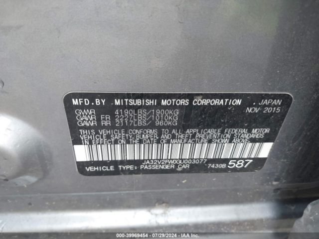 2016 MITSUBISHI LANCER JA32V2FW0GU003077 Photo 8