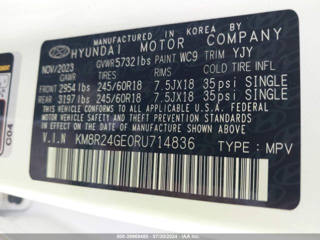 KM8R24GE0RU714836 Hyundai Palisade Sel