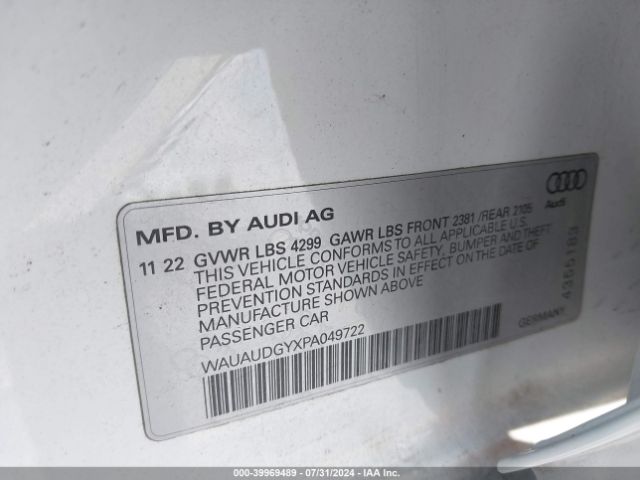 WAUAUDGYXPA049722 Audi A3 Premium 40 Tfsi Front-wheel Drive S Tronic