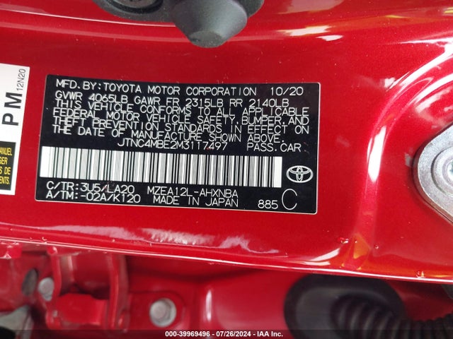 Toyota Corolla Xse 2021 JTNC4MBE2M3117497 Image 9