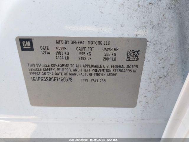 1G1PG5SB6F7150578 Chevrolet CRUZE LTZ