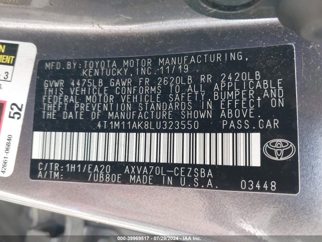 Toyota CAMRY SE 2020 4T1M11AK8LU323550 Image 9