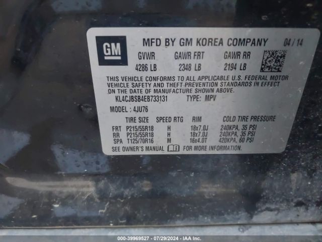 KL4CJBSB4EB733131 Buick Encore Convenience