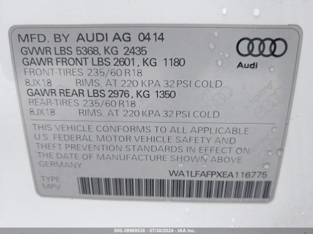 2014 AUDI Q5 WA1LFAFPXEA116775 Photo 8