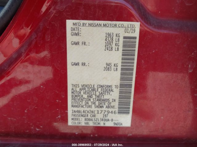 2019 NISSAN ALTIMA 1N4BL4CV2KC177946 Photo 8