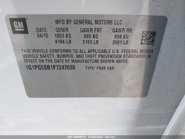1G1PG5SB1F7247638 Chevrolet CRUZE LTZ