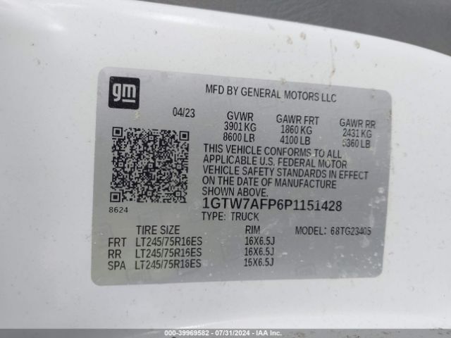 1GTW7AFP6P1151428 GMC Savana Cargo Rwd 2500 Regular Wheelbase Work Van