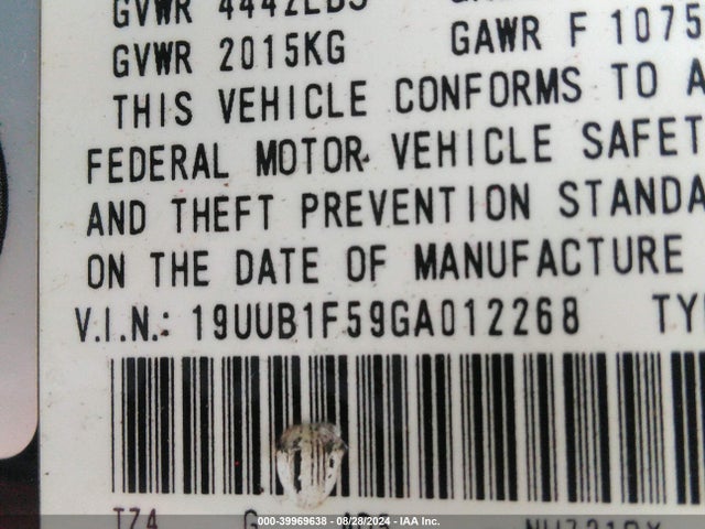 19UUB1F59GA012268 Acura TLX TECH