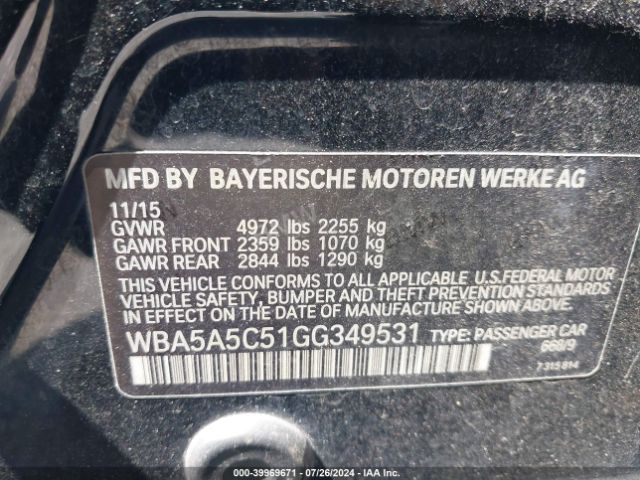 WBA5A5C51GG349531 BMW 528I