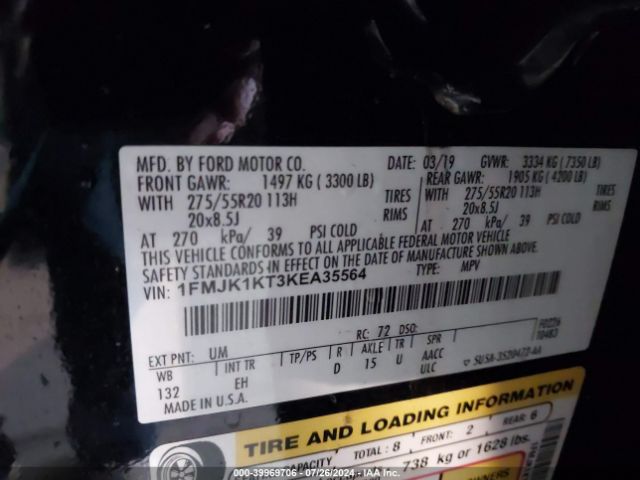 1FMJK1KT3KEA35564 Ford Expedition Max Limited