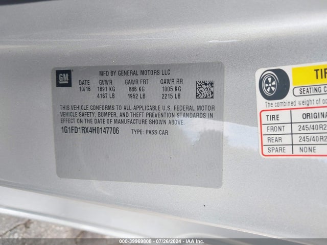 Chevrolet Camaro 2lt 2017 1G1FD1RX4H0147706 Image 9
