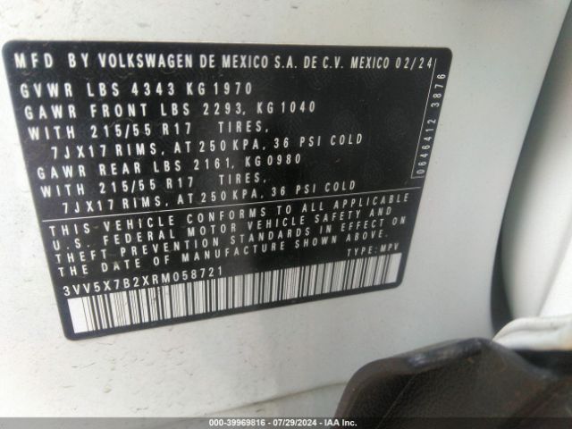 3VV5X7B2XRM058721 Volkswagen Taos 1.5t S