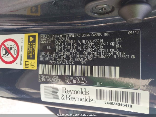 2T2ZK1BA1EC134263 Lexus RX 350