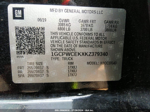 Chevrolet Silverado 1500 Lt 2019 1GCPWCEKXKZ379340 Image 9