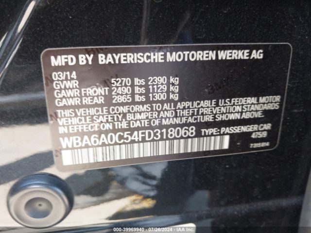 WBA6A0C54FD318068 BMW 640i Gran Coupe