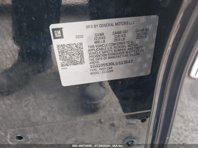 1G1105S30LU113543 Chevrolet Impala Fwd Premier