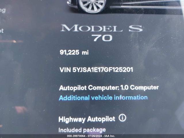 Tesla Model S 60/70/75/85 2016 5YJSA1E17GF125201 Image 7