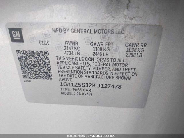 1G11Z5S32KU127478 Chevrolet IMPALA LT