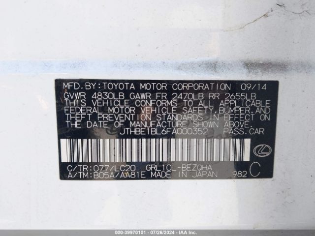 JTHBE1BL6FA000352 Lexus GS 350