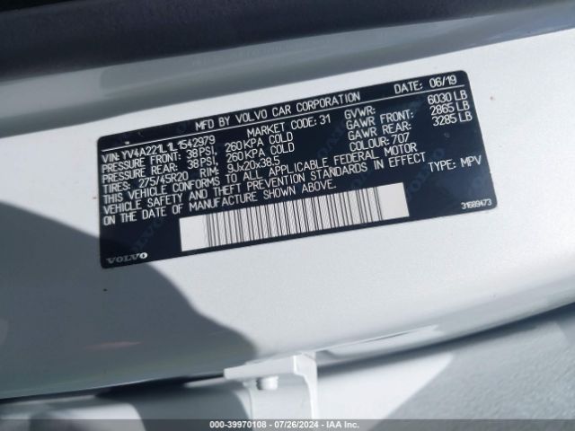 YV4A221L1L1542979 Volvo Xc90 T6 Inscription 6 Passenger