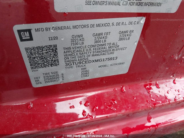 GMC Sierra 1500 4wd  Short Box Elevation 2021 3GTU9CEDXMG175913 Image 9