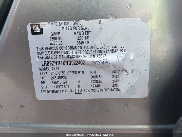 LRBFZNR4XND022492 Buick Envision Fwd Essence