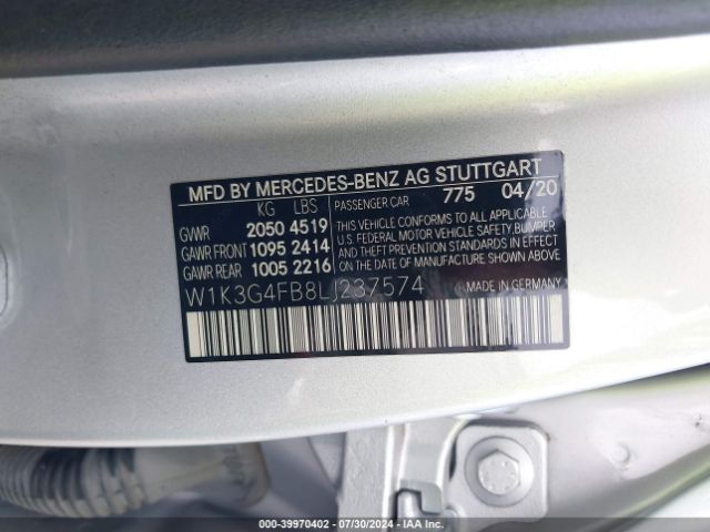 W1K3G4FB8LJ237574 Mercedes-Benz A 220 4matic