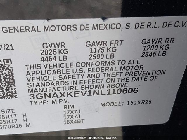 2022 CHEVROLET EQUINOX 3GNAXKEV1NL110606 Photo 8