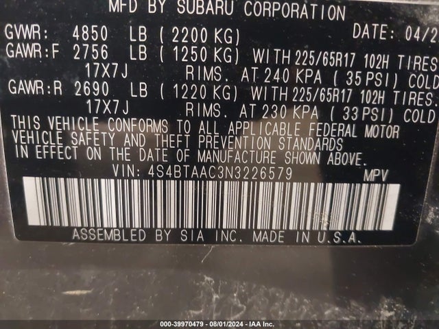 Subaru Outback 2022 4S4BTAAC3N3226579 Image 9