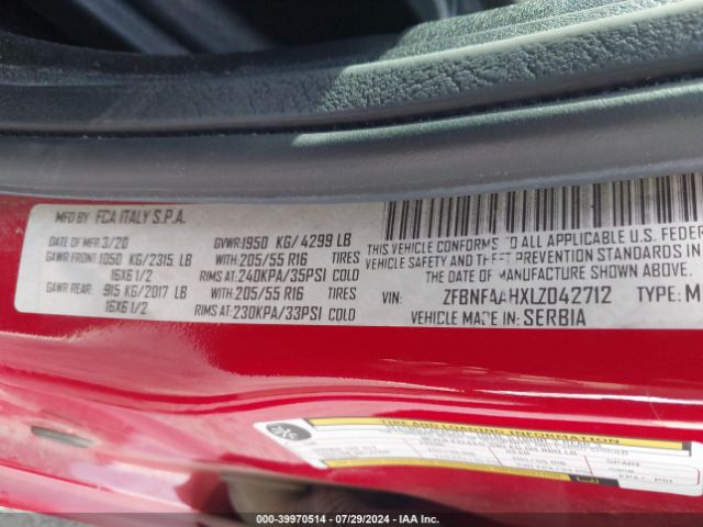 ZFBNFAAHXLZ042712 Fiat 500L POP