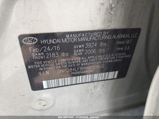 Hyundai ELANTRA SE 2017 5NPD84LF8HH030900 Image 9