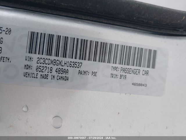 2C3CDXBGXLH163537 Dodge Charger Sxt Rwd