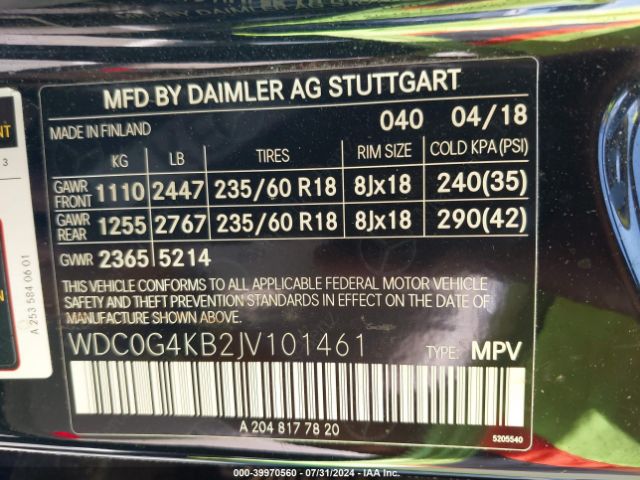 WDC0G4KB2JV101461 Mercedes-Benz Glc 300 4matic