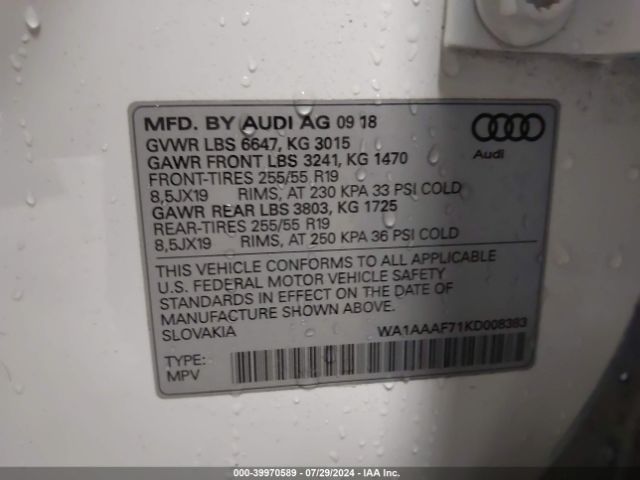 WA1AAAF71KD008383 Audi Q7 55 Premium/55 Se Premium