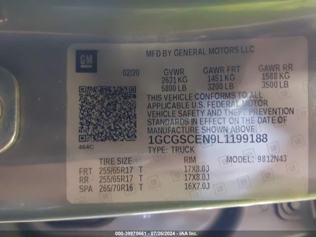 1GCGSCEN9L1199188 Chevrolet Colorado 2wd  Short Box Lt
