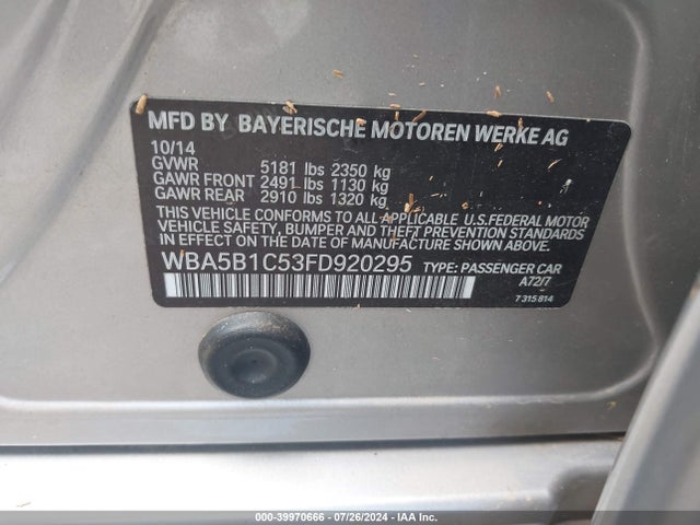 WBA5B1C53FD920295 BMW 535i