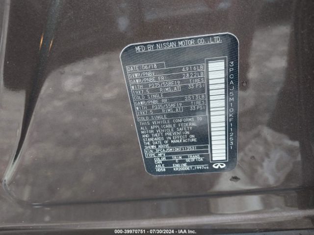 3PCAJ5M10KF112531 Infiniti Qx50 Essential