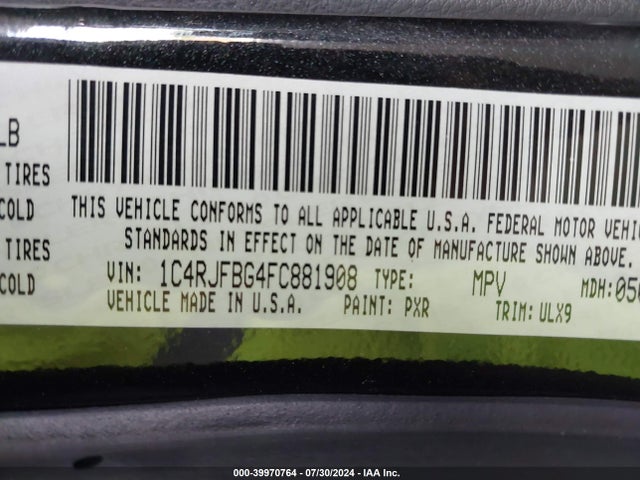 Jeep Grand Cherokee Limited 2015 1C4RJFBG4FC881908 Image 9