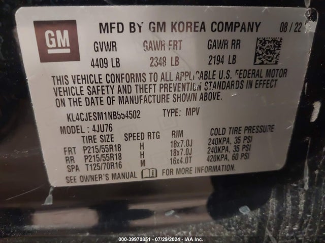 KL4CJESM1NB554502 Buick Encore Awd Preferred