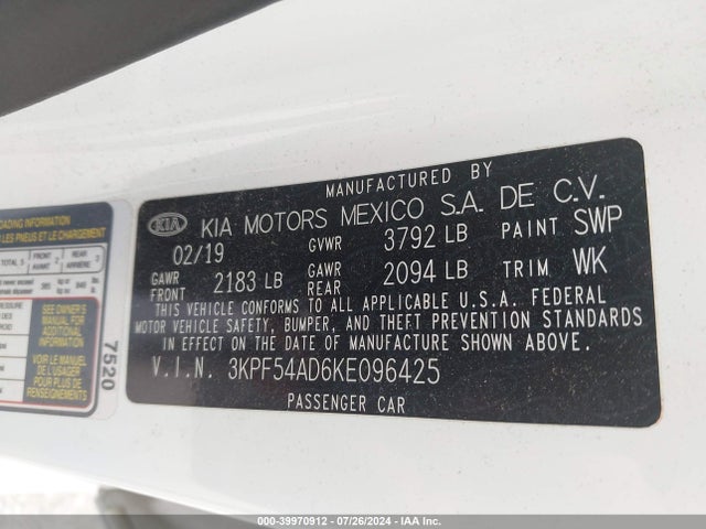 KIA FORTE EX 2019 3KPF54AD6KE096425 Image 9