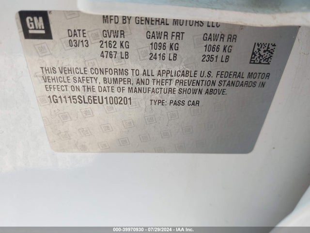 Chevrolet IMPALA 1LT 2014 1G1115SL6EU100201 Image 9