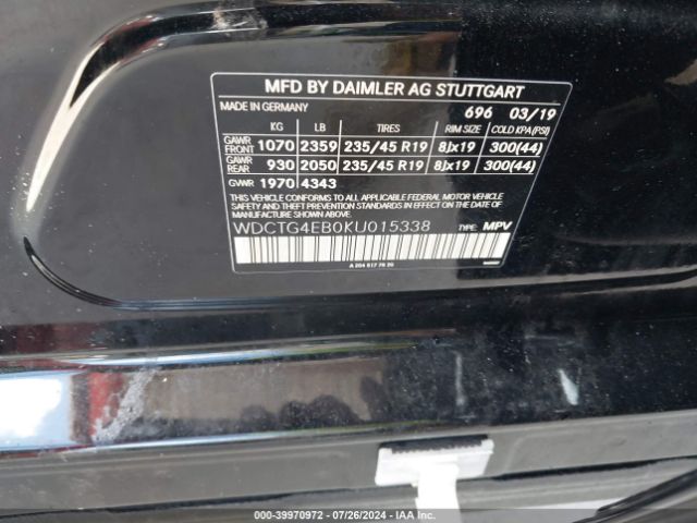 WDCTG4EB0KU015338 Mercedes-Benz GLA 250