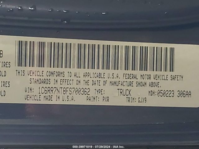 1C6RR7NT8FS700362 RAM 1500 Laramie