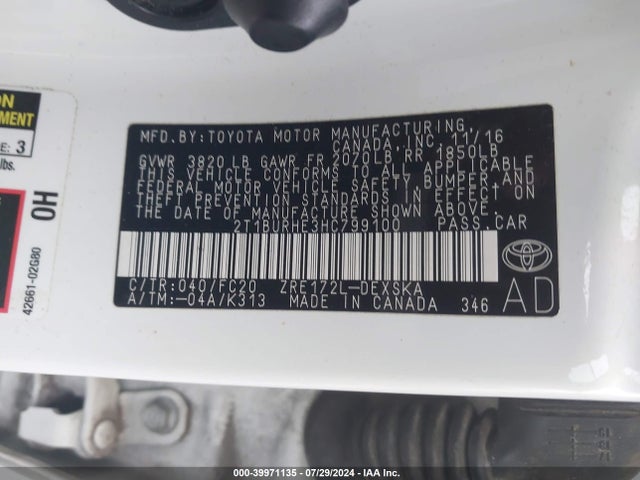 Toyota COROLLA SE 2017 2T1BURHE3HC799100 Image 9