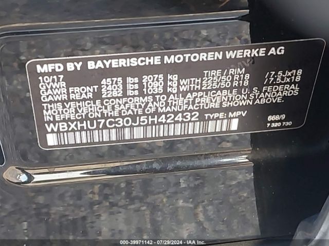 WBXHU7C30J5H42432 BMW X1 Sdrive28i