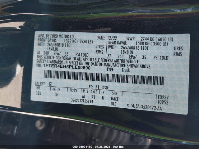 Ford Ranger Xlt 2023 1FTER4EH5PLE00890 Image 9